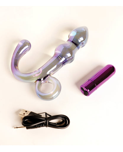 Cristal Orchid Pulse Glass Dildo w/Removable Bullet Vibe - Purple by Wsst group inc.