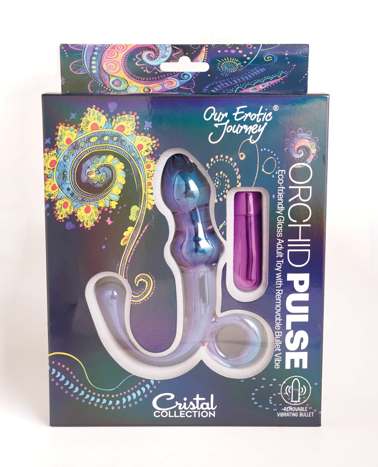 Cristal Orchid Pulse Glass Dildo w/Removable Bullet Vibe - Purple by Wsst group inc.