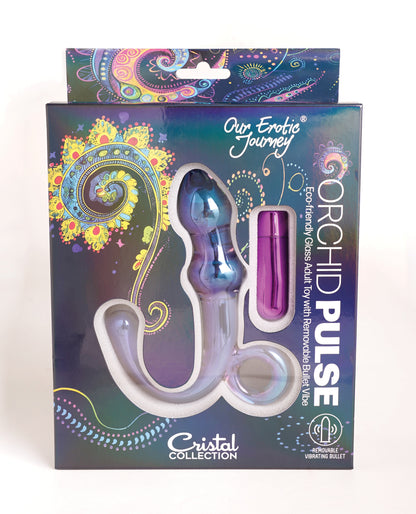 Cristal Orchid Pulse Glass Dildo w/Removable Bullet Vibe - Purple by Wsst group inc.
