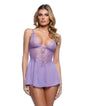Paradise Dream Lace and Mesh Babydoll w/Thong - Lilac L/XL by Roma costume inc