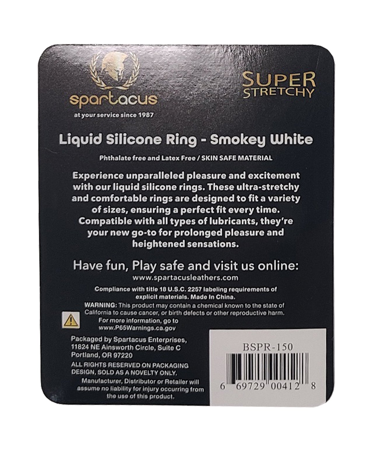 Spartacus Liquid Silicone Cock Ring - Smokey White by Spartacus