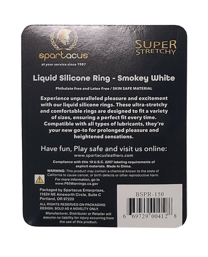 Spartacus Liquid Silicone Cock Ring - Smokey White by Spartacus