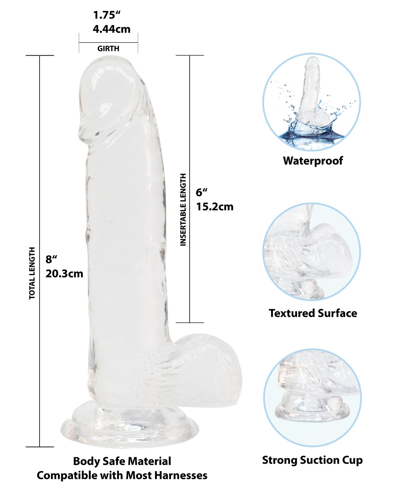 Crystal Addiction 8" Dong - Clear by B.m.s. enterprises