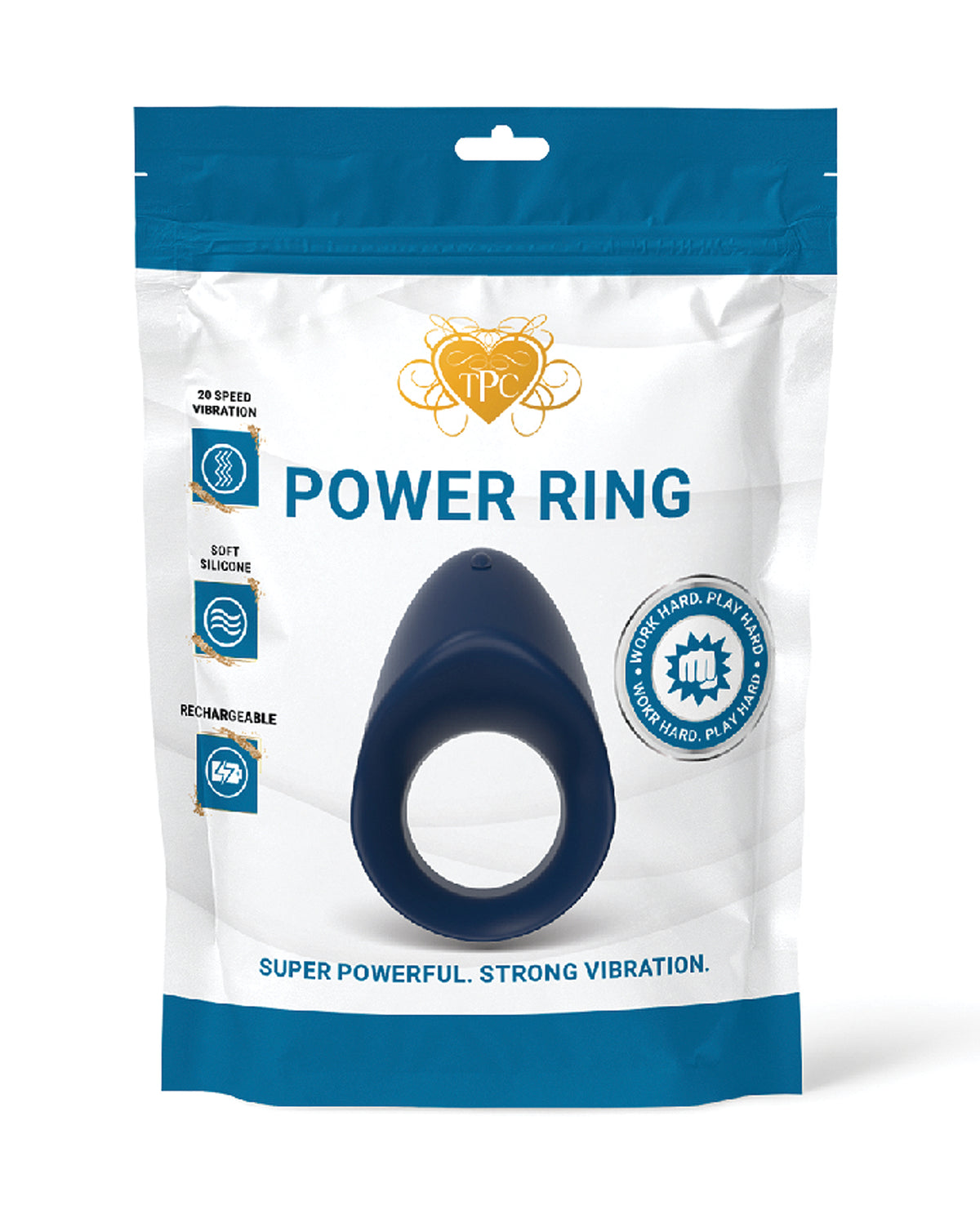 Power Ring Vibrating Cock Ring - Blue by Full circle usa