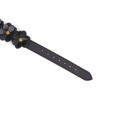 Liebe Seele - Black Leather Flowers Hand Cuffs