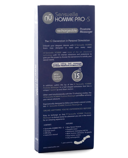 Nu Sensuelle Homme Pro S Prostate Massager - Navy Blue by Novel creations usa inc.