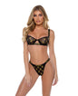 Playboy Foiled Bunny Mesh & Satin 2 pc Set - Black/Gold MD by Roma costume inc