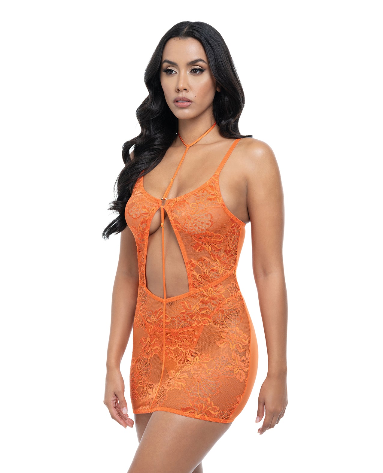 Presley Lace Babydoll w/G-String 2 pc Set - Dragon Fire Orange L/XL by Oh la la cheri