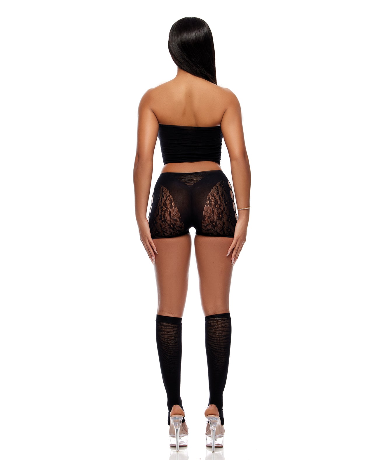 Cross Your Mind Tube Top w/Boy Short Set - Black QN by Forplay inc.