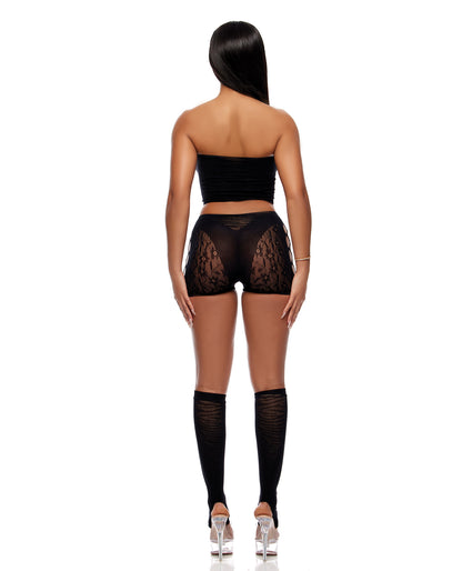 Cross Your Mind Tube Top w/Boy Short Set - Black QN by Forplay inc.