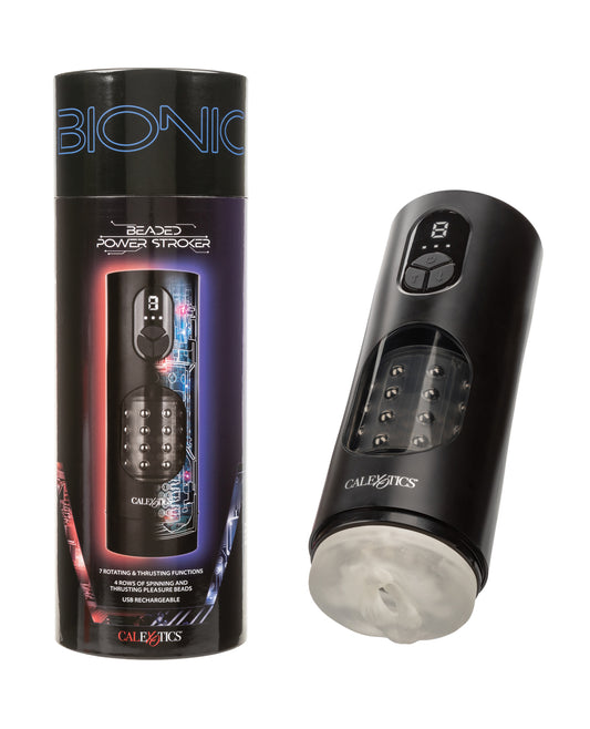 Bionic Beaded Power Stroker - Black by California exotic novelties