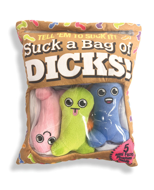 Suck A Bag of Dicks Plushy Pillows - Plush Bag of 5 Dicks by Little genie productions llc