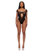 Cross Your Mind Seamless Teddy w/Rhinestone Accents - Black O/S by Forplay inc.
