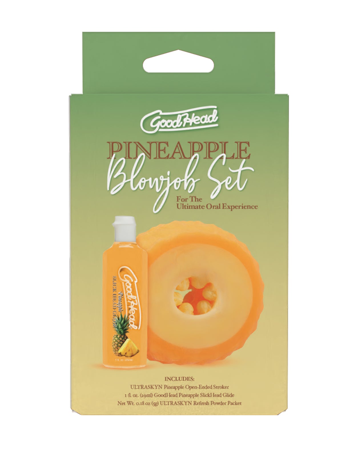 GoodHead Pineapple Blowjob Set Includes Stroker & Slick Head Glide - 1 oz Bottle Pineapple by Doc johnson