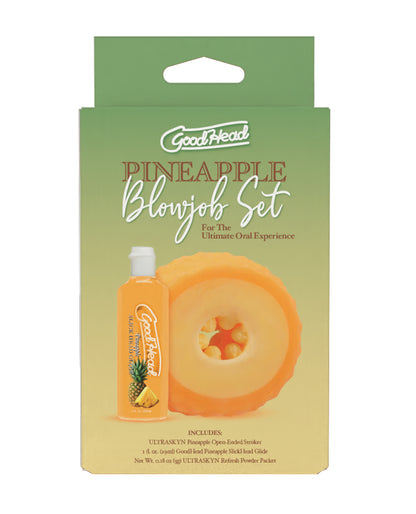 GoodHead Pineapple Blowjob Set Includes Stroker & Slick Head Glide - 1 oz Bottle Pineapple by Doc johnson