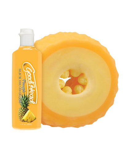 GoodHead Pineapple Blowjob Set Includes Stroker & Slick Head Glide - 1 oz Bottle Pineapple by Doc johnson