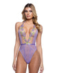 Peony Blossom Embroidered Halter Top Teddy - Lilac XL by Roma costume inc