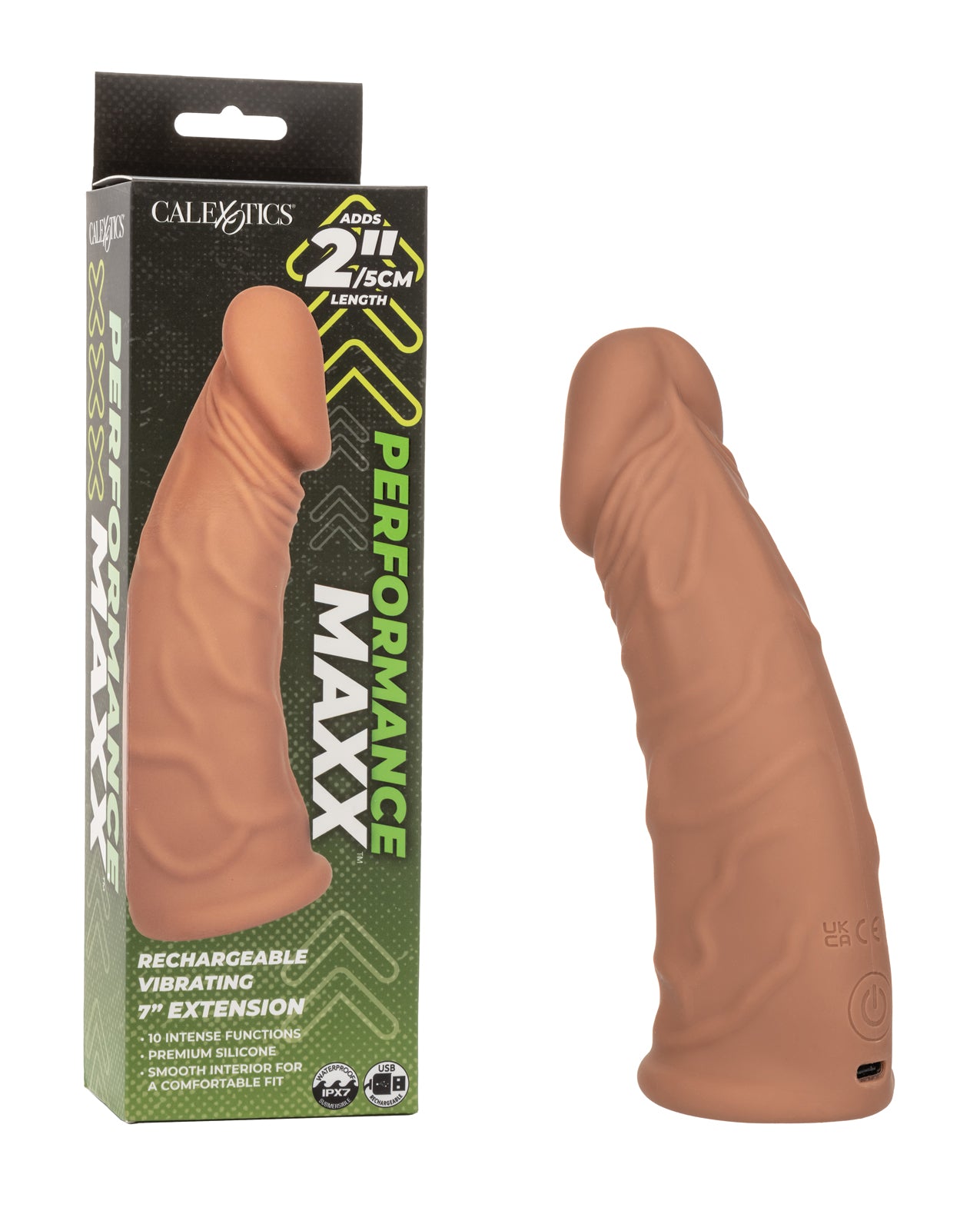Performance Maxx 7" Vibrating Penis Extension - Brown by California exotic novelties