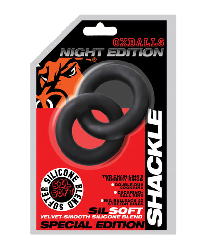 Oxballs Shackle Double Link'd Cock & Ball Rings - Special Edition Night by Blue ox designs llc dba oxballs