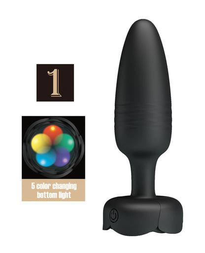 Pretty Love Tarion Thrusting Butt Plug w/Multi Color Bottom Light - Black by Liaoyang baile health care produ