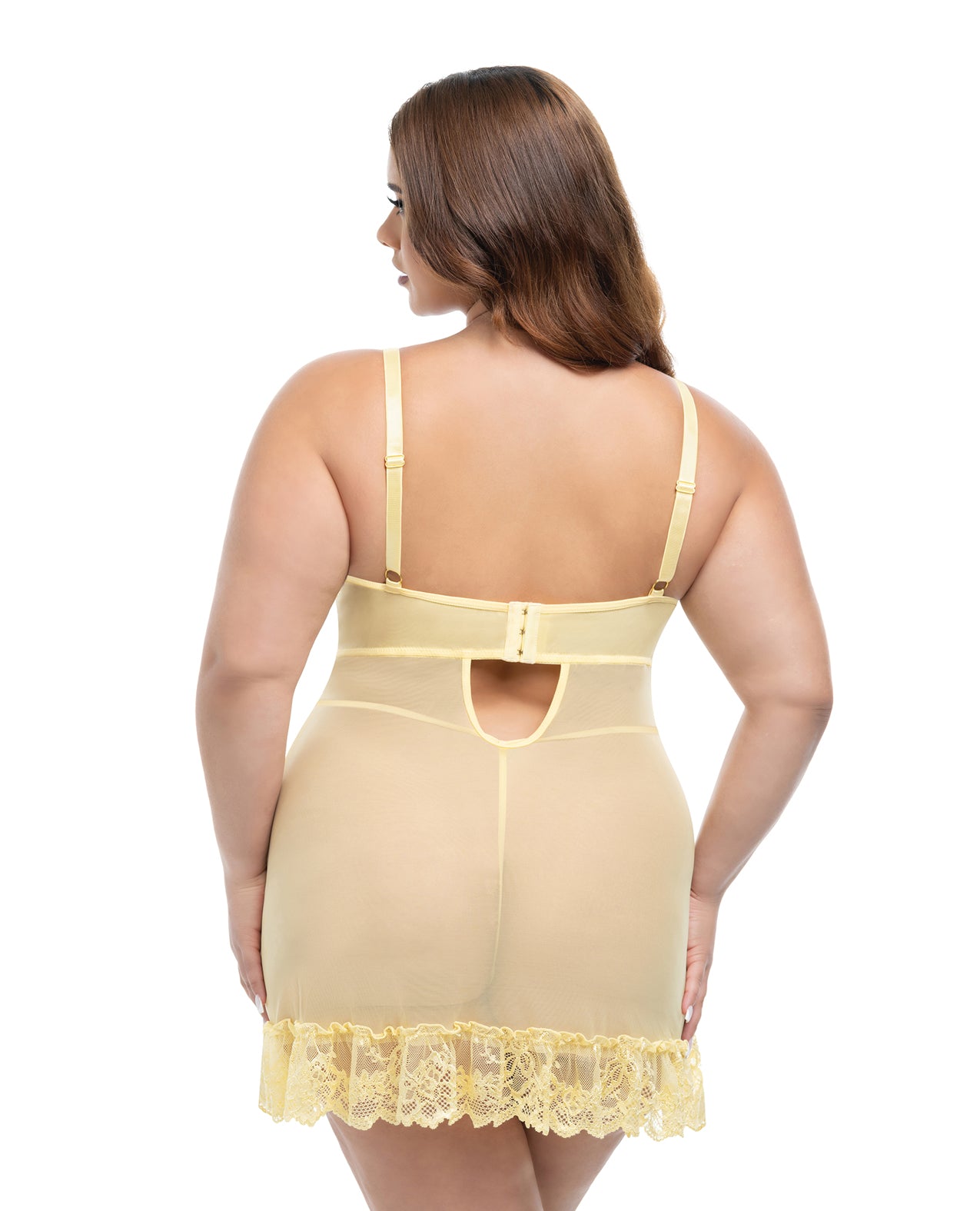 Valentine Lacey Babydoll w/G-String - Pale Banana 1X/2X by Oh la la cheri
