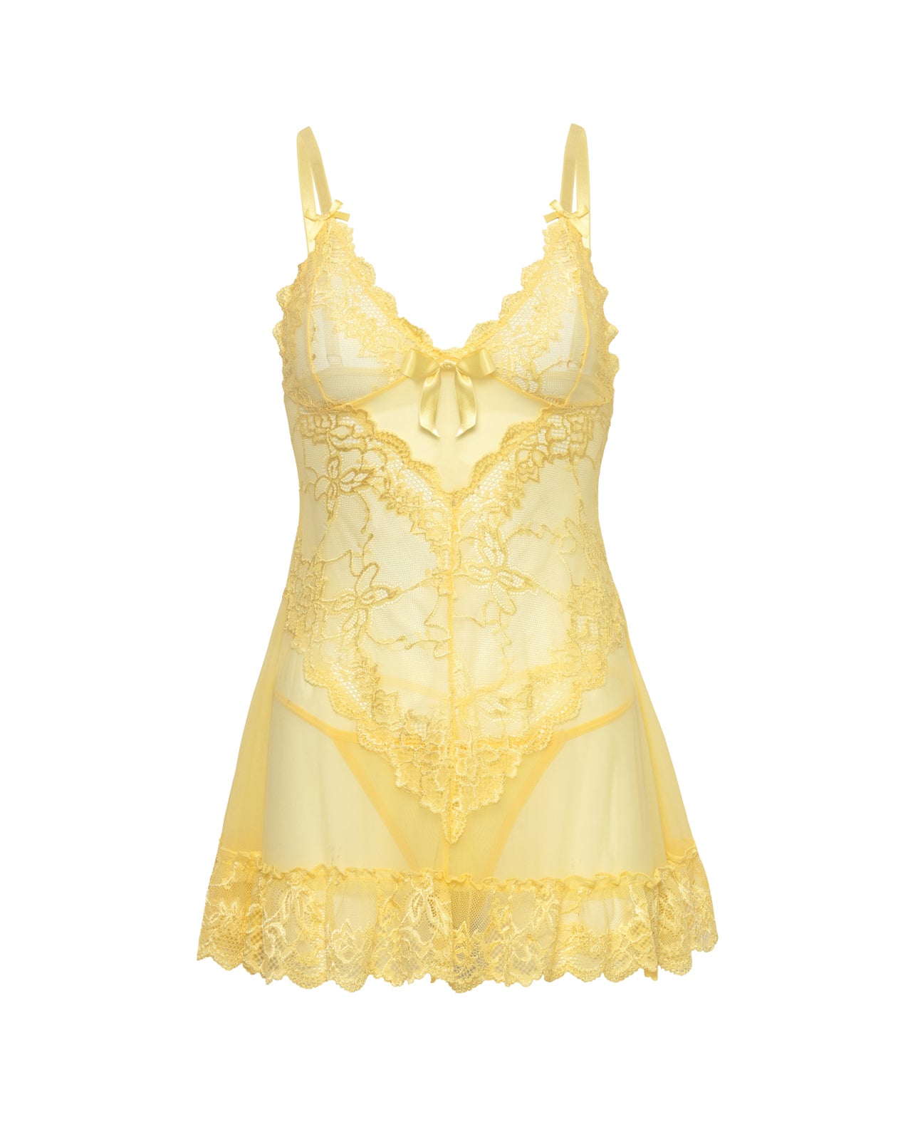 Valentine Lacey Babydoll w/G-String - Pale Banana 1X/2X by Oh la la cheri