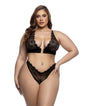 Fever Dream Chantilly Eyelash Lace and Stretch Satin Bralette w/Thong - Black 1X by Roma costume inc