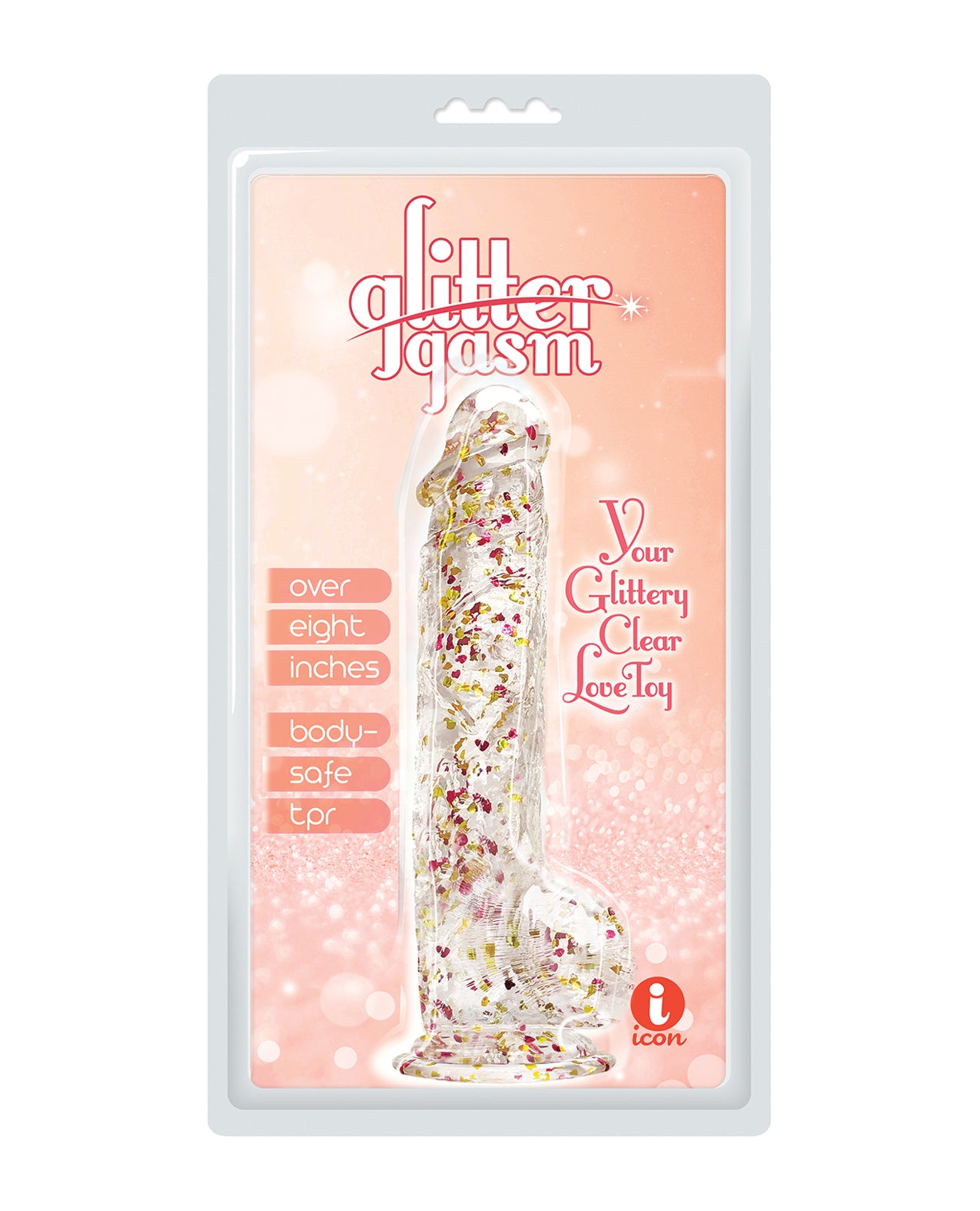 Glittergasm 8.5" Ballsy Dildo - Red/Gold/Orange by Icon brands inc