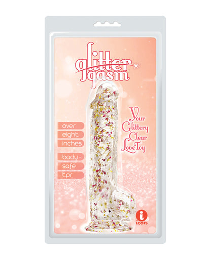 Glittergasm 8.5" Ballsy Dildo - Red/Gold/Orange by Icon brands inc
