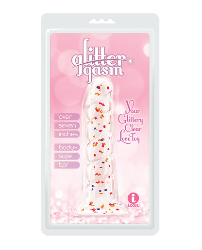 Glittergasm 7.5" Swirls Dildo - Red/Gold/Orange by Icon brands inc