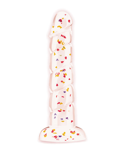 Glittergasm 7.5" Swirls Dildo - Red/Gold/Orange by Icon brands inc