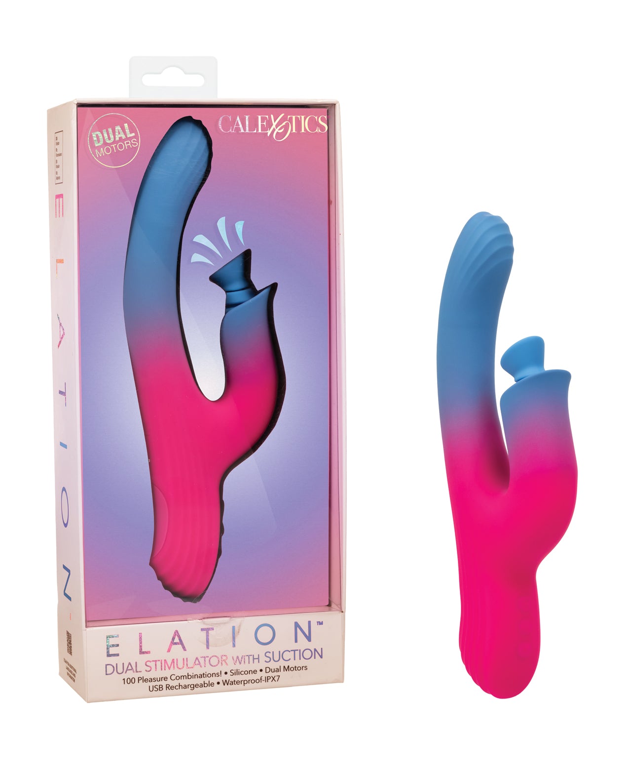 Elation Dual Stimulator w/Suction - Blue/Pink by California exotic novelties