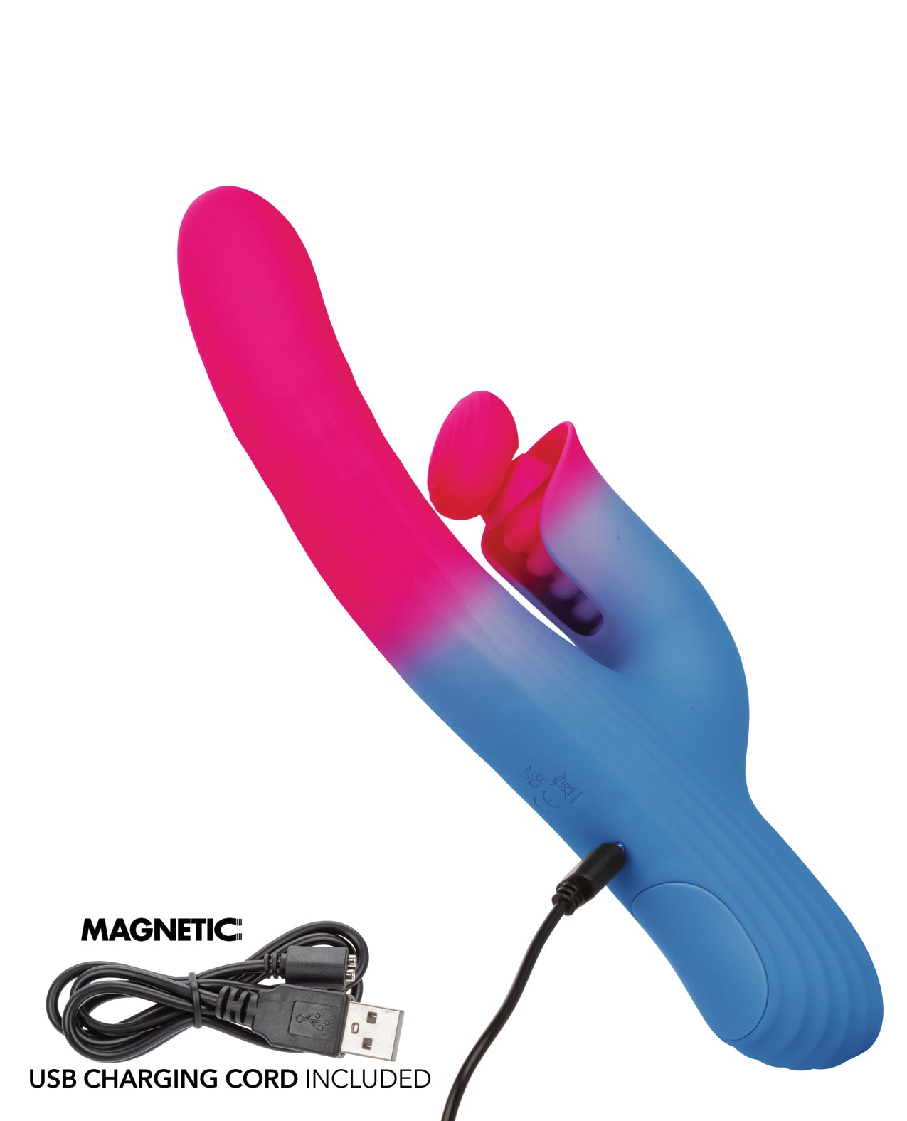 Elation Thrusting Dual Vibrator - Blue/Pink by California exotic novelties