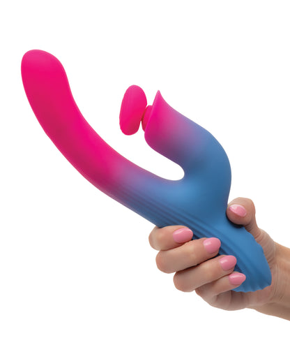 Elation Thrusting Dual Vibrator - Blue/Pink by California exotic novelties