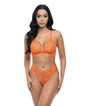 Amina Scallop Lace & Mesh Bralette w/Panty 2 pc Set - Dragon Fire Orange S/M by Oh la la cheri