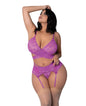 Butterfly Fantasies Cross Over Bralette w/Thong and Garter 3 pc Set - Neon Purple QN by Magic moments int'l