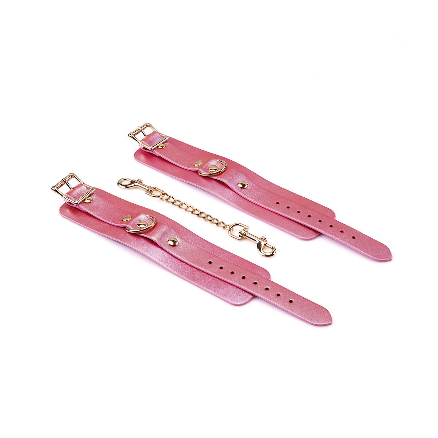 Liebe Seele- Lustre Rosa: Pink Leather Wrist Cuffs by Liebe Seele