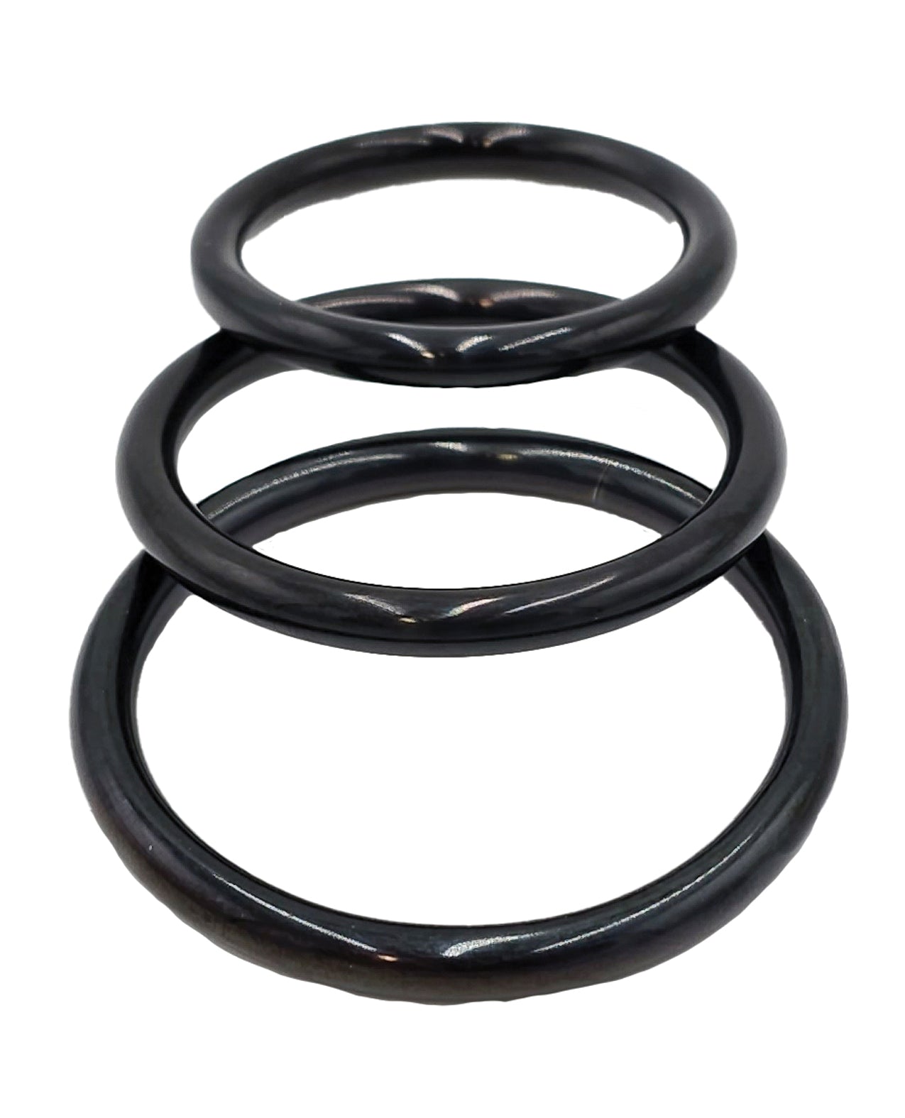 Rouge Black Stainless Steel 3 Piece Cock Ring Set - Black by Rouge group ltd