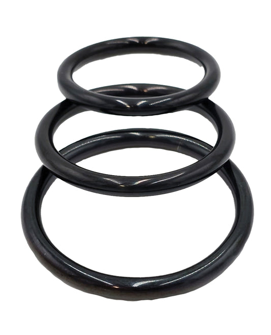 Rouge Black Stainless Steel 3 Piece Cock Ring Set - Black by Rouge group ltd