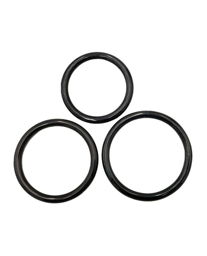 Rouge Black Stainless Steel 3 Piece Cock Ring Set - Black by Rouge group ltd