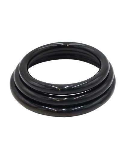 Rouge Black Stainless Steel 3 Piece Cock Ring Set - Black by Rouge group ltd