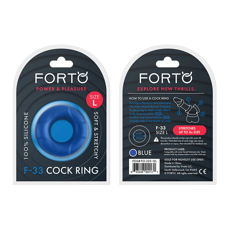 Forto F-33 Liquid Silicone Cockring Large Blue by Vvole