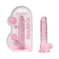 RealRock Crystal Clear Realistic 7 in. Dildo With Balls and Suction Cup Pink by Shots America LLC