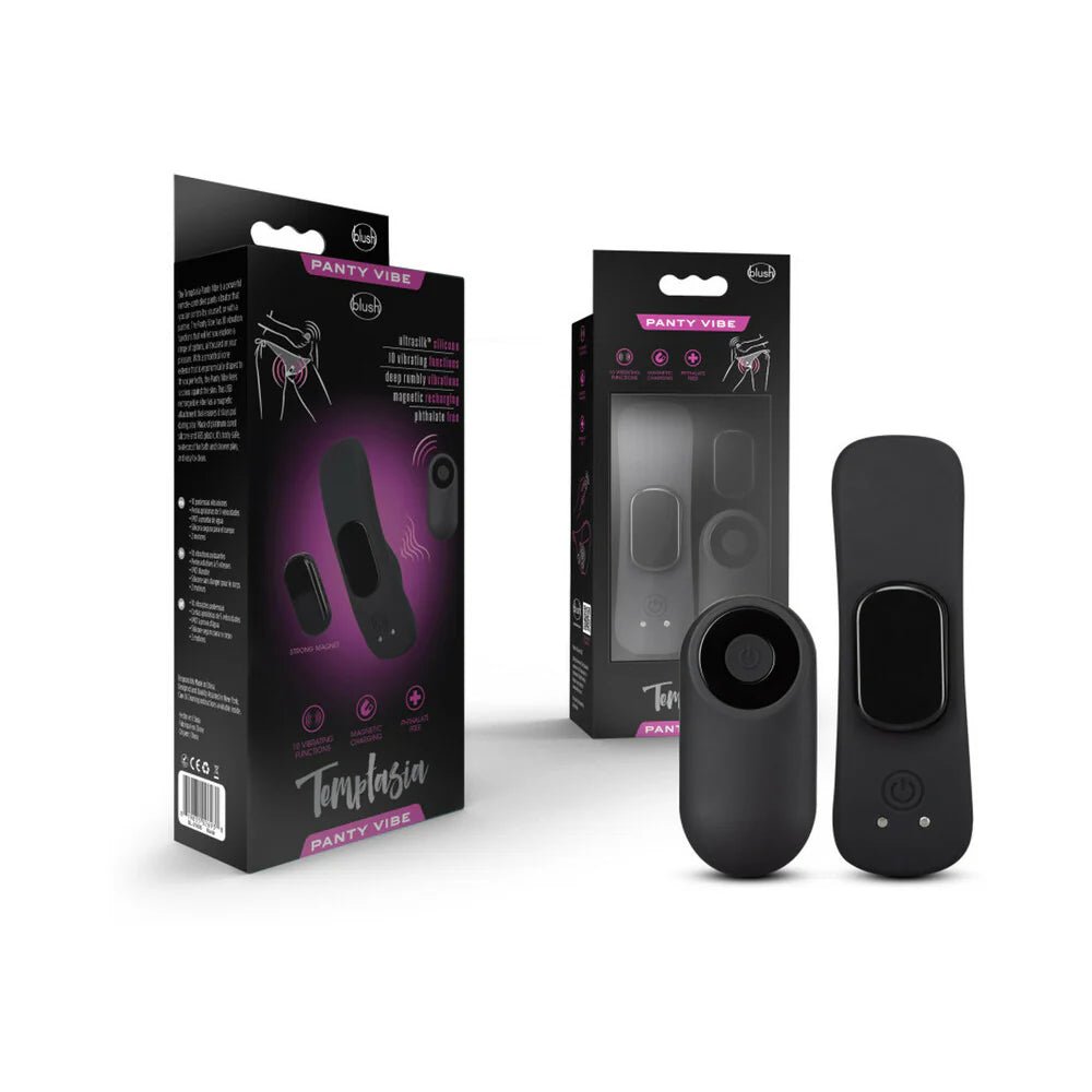 Temptasia Panty Vibe Rechargeable Remote-Controlled Silicone Wearable Vibrator Black by Blush
