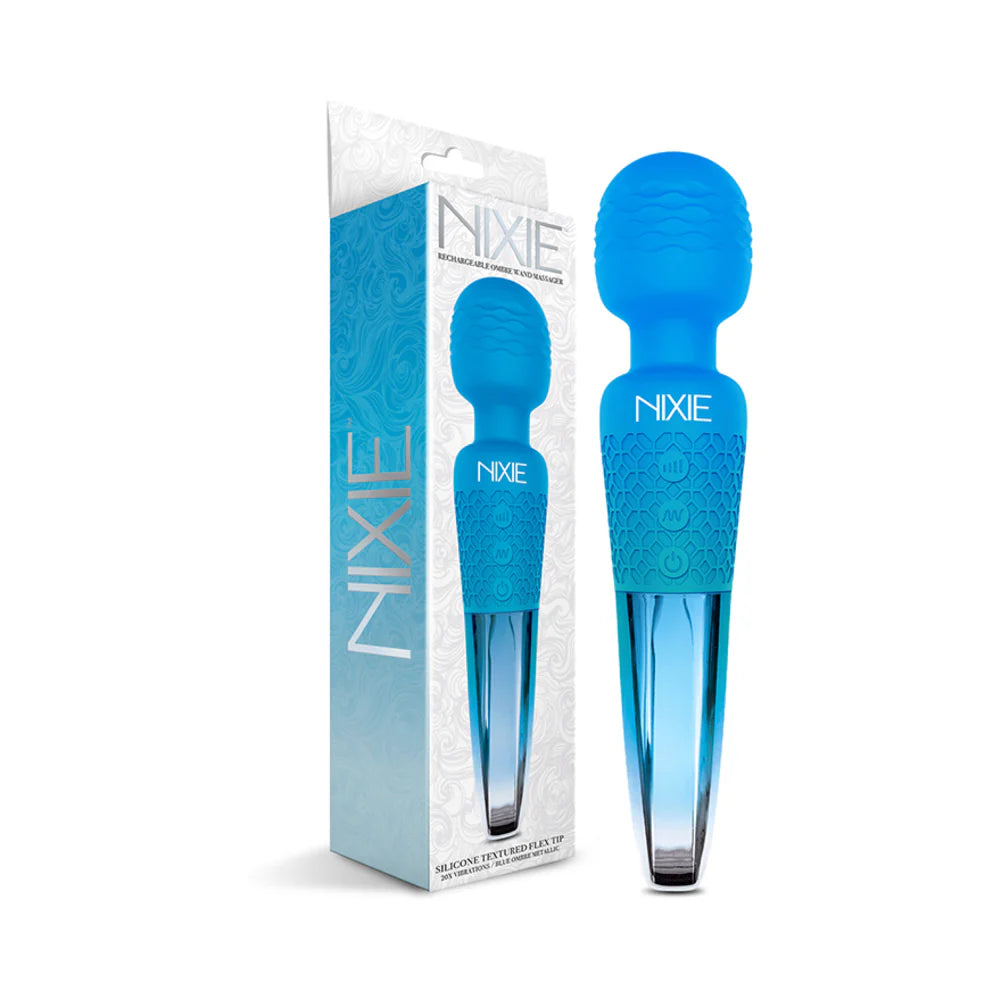 Nixie Rechargeable Wand Massager Blue Ombre Metallic by Global Novelties LLC