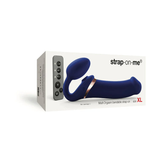 Strap-On-Me Rechargeable Remote-Controlled Multi Orgasm Bendable Strap-On Night Blue XL by Lovely Planet USA