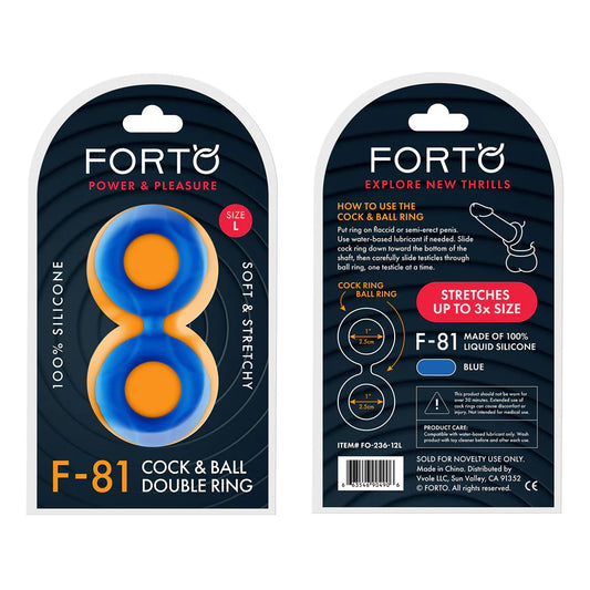 Forto F-81 Liquid Silicone Cock & Ball Double Ring Small Blue by Vvole