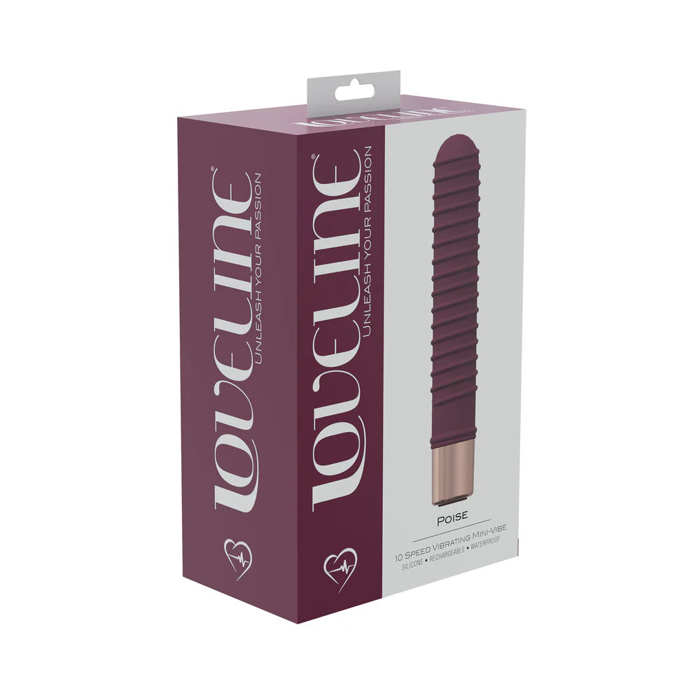 LoveLine Poise 10 Speed Mini-Vibe Silicone Rechargeable Waterproof Burgundy by Shots America LLC