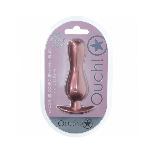 Ouch! Smooth Silicone Curvy Anal Plug 4.6 in. Rose Gold by Shots America LLC