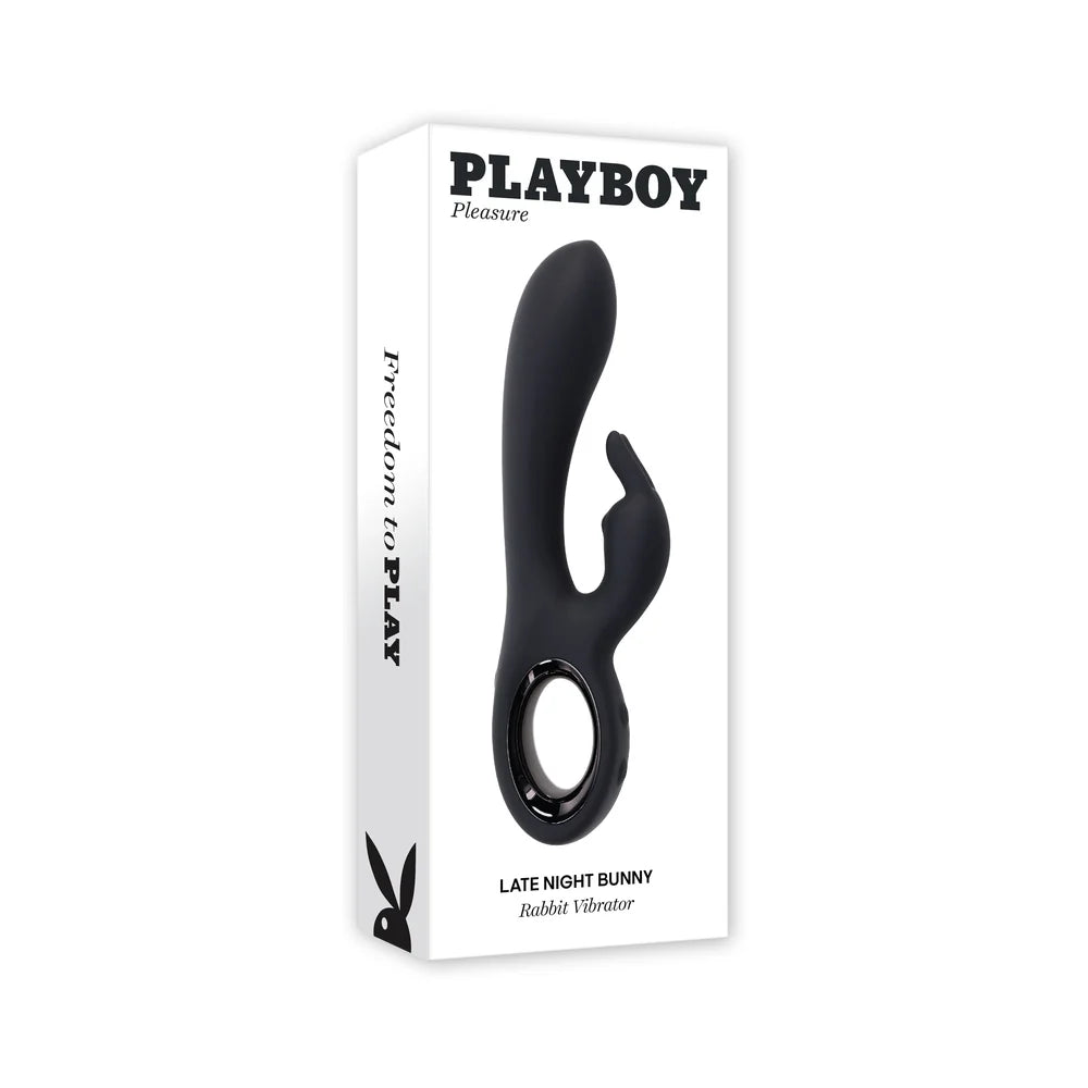 Playboy Late Night Bunny Rechageable Dual Stimulator Silicone Black by Evolved